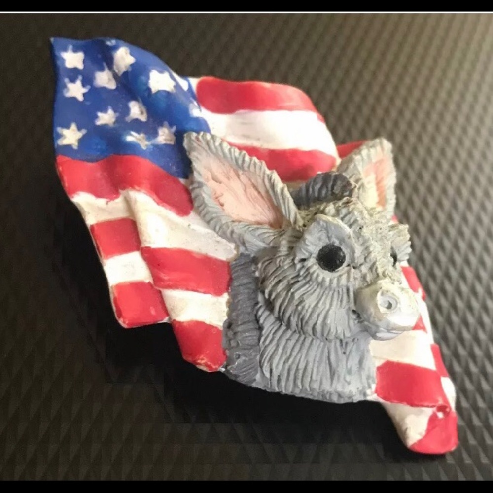 Vintage 1995 Kathy Wise Democrat Donkey American Flag Pin